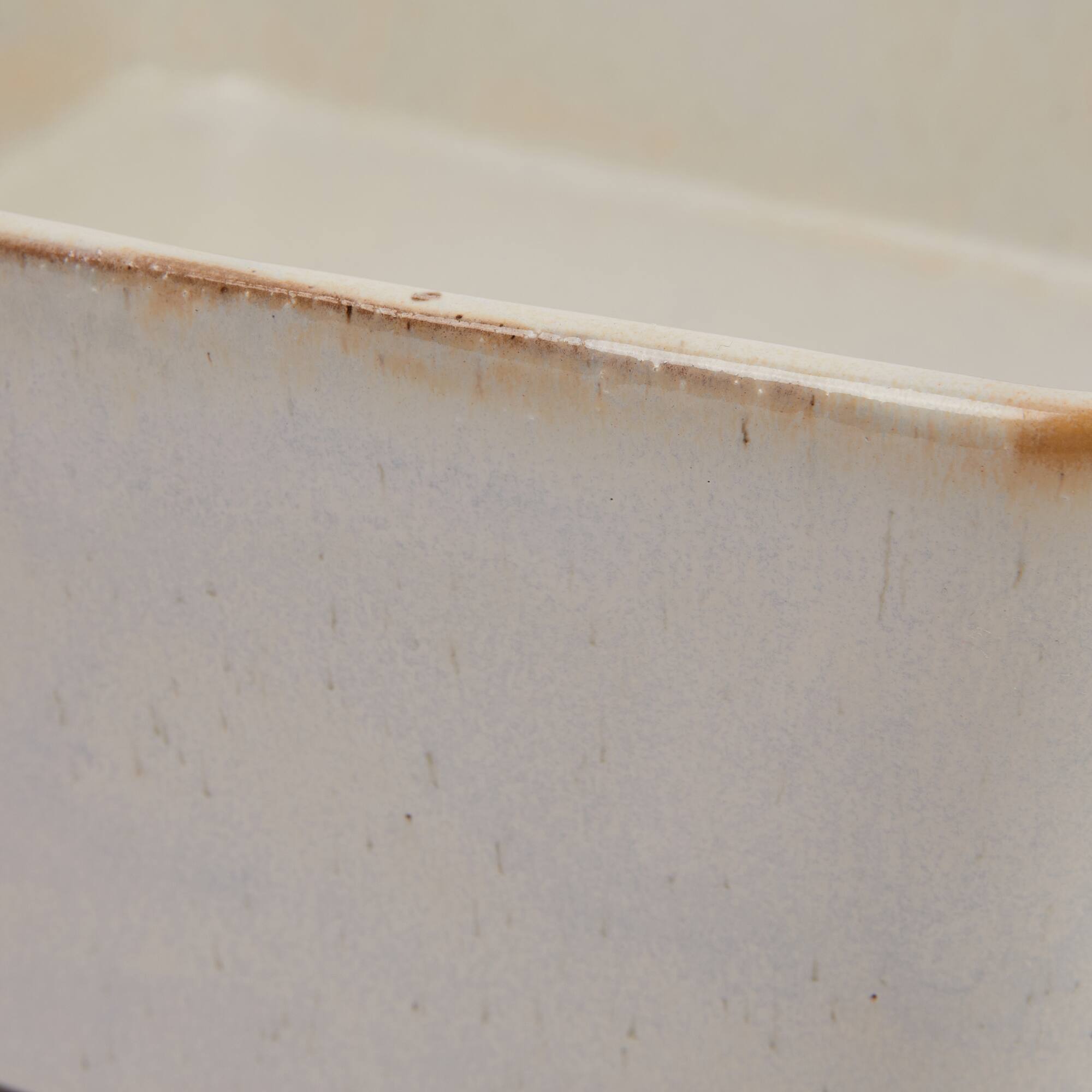 Hello Honey® 12" Ivory Reactive Glaze Rectangular Stoneware Planter